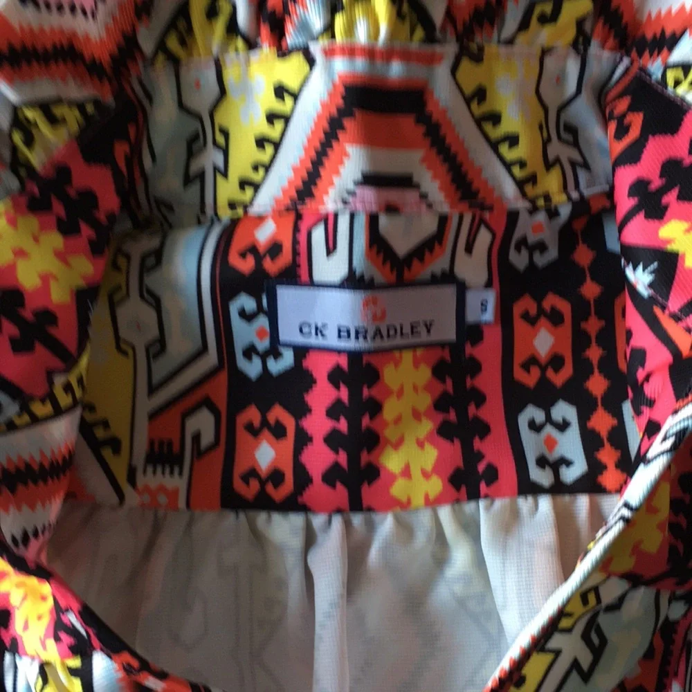 CK Bradley Kilim print ruffle neck blouse S - Picture 9 of 9